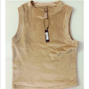 SKIMS velour crew neck top